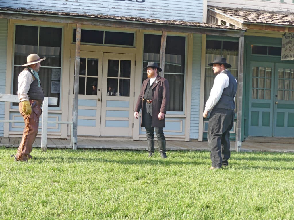 The marshal and a cowboy before gunfight breaks out. Photo: Kathleen Walls