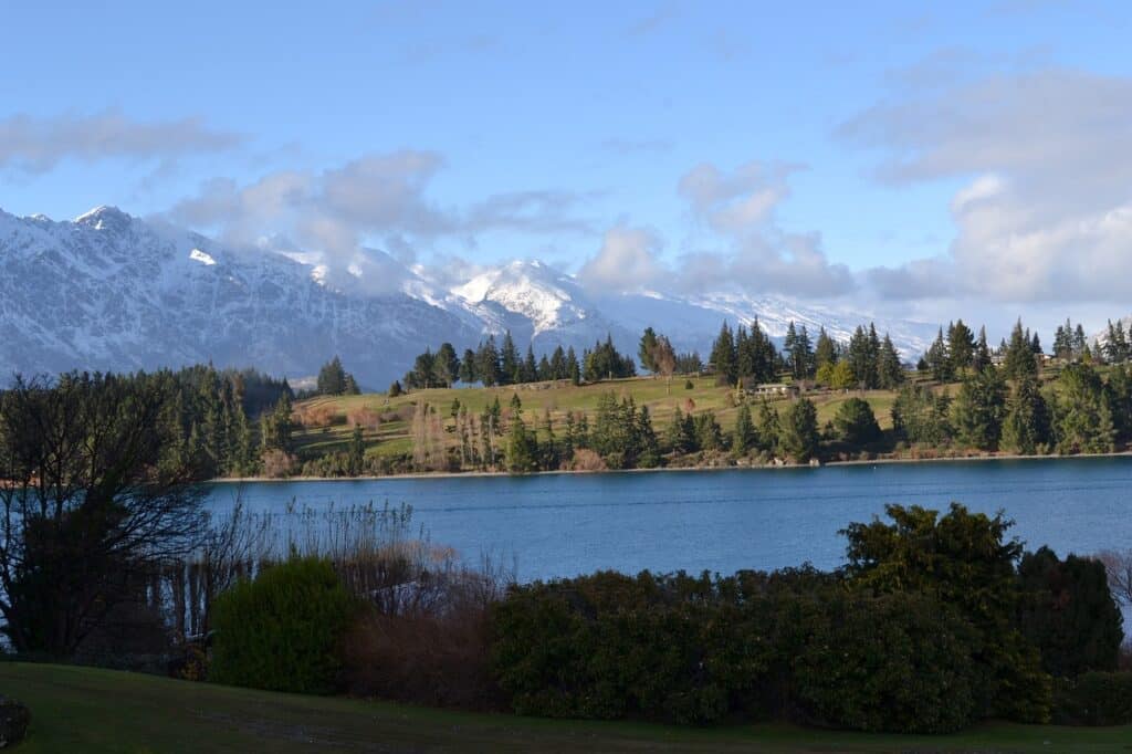 Snow capped mountains of Queenstown New Zealand