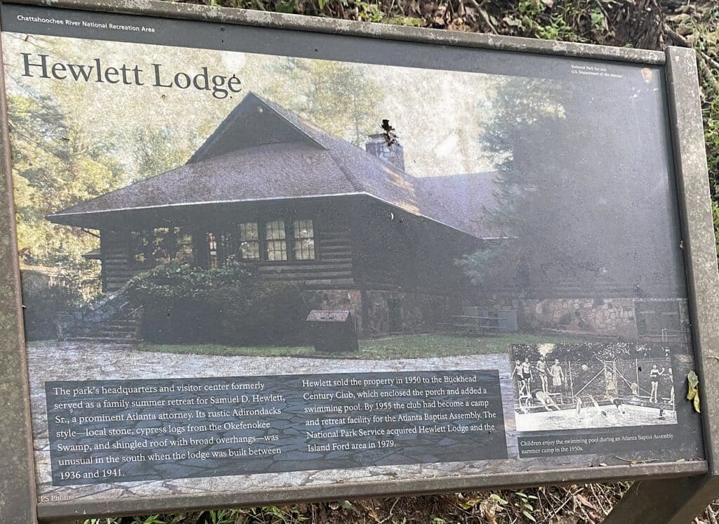 Hewlett Lodge information board at Chattahoochee National Recreation Area