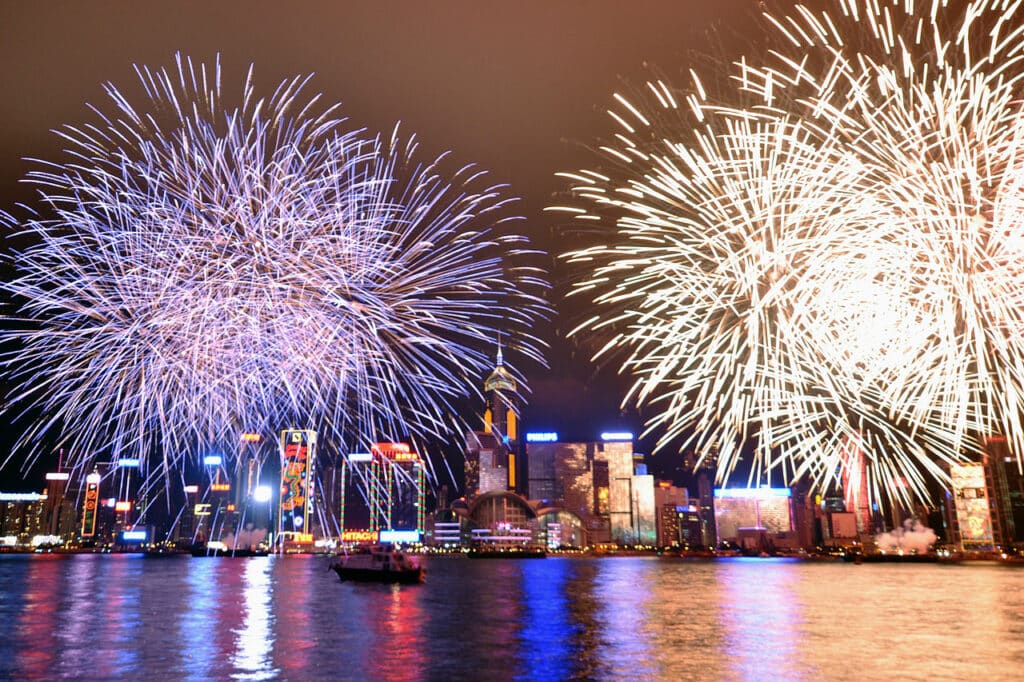 Kung Hei Fat Choi. NYE fireworks in Hong Kong